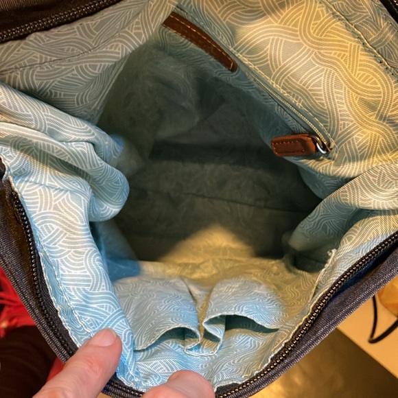 Le Sak  Genuine Leather convertible crossbody/ knapsack 12 x 12 x 3 1/4 - Picture 4 of 7